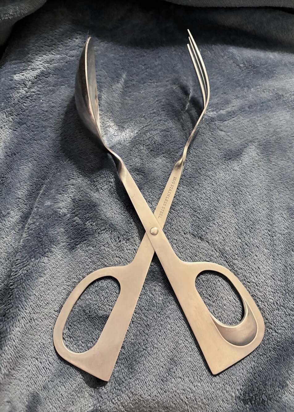 Chefmate 18/8 Stainless Steel Scissor Style Salad Serving Tongs